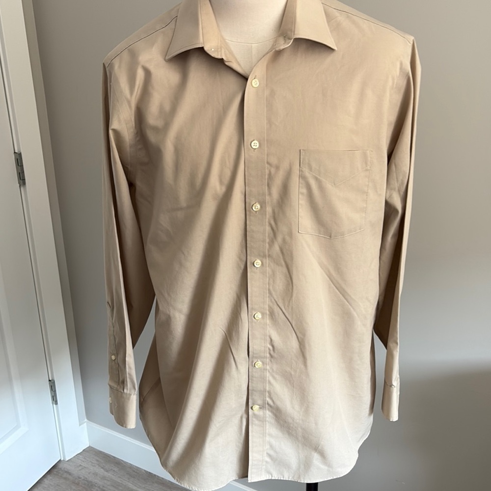 Stafford Essentials Khaki Cotton Blend Shirt